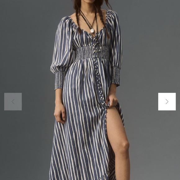 Anthropologie Long Sleeved Sweetheart Midi Dress - Picture 2 of 5